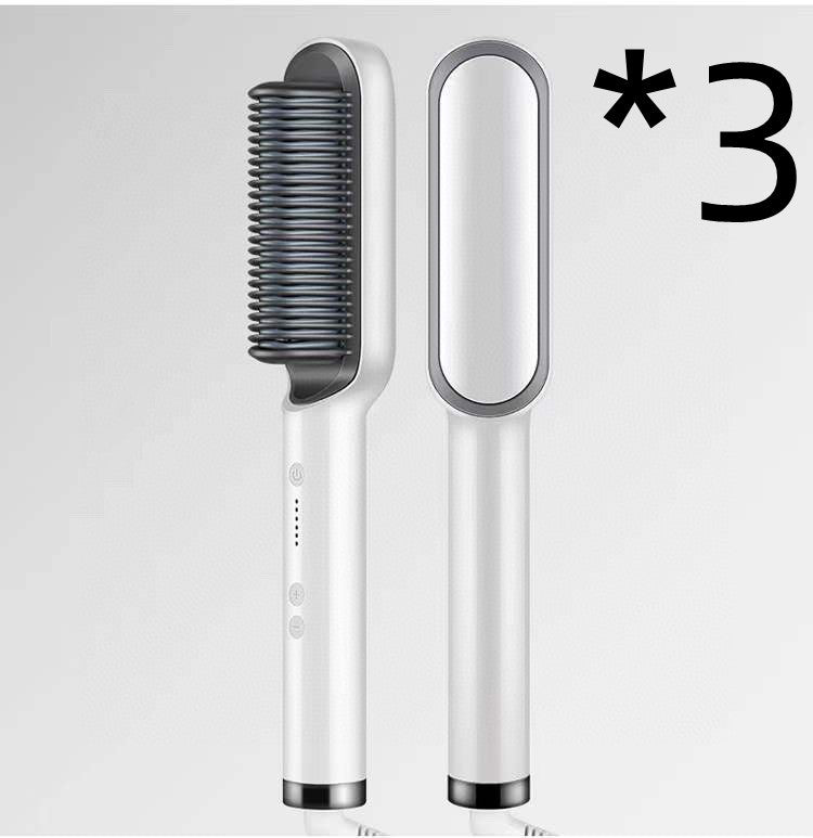 2-in-1 Hair Straightener & Hot Comb – Ionic Curling Brush for Smoothing & Styling
