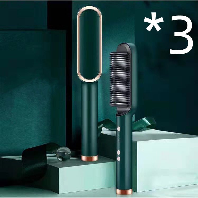 2-in-1 Hair Straightener & Hot Comb – Ionic Curling Brush for Smoothing & Styling