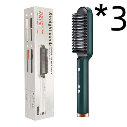 2-in-1 Hair Straightener & Hot Comb – Ionic Curling Brush for Smoothing & Styling