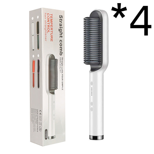 2-in-1 Hair Straightener & Hot Comb – Ionic Curling Brush for Smoothing & Styling