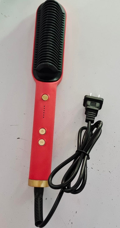 2-in-1 Hair Straightener & Hot Comb – Ionic Curling Brush for Smoothing & Styling