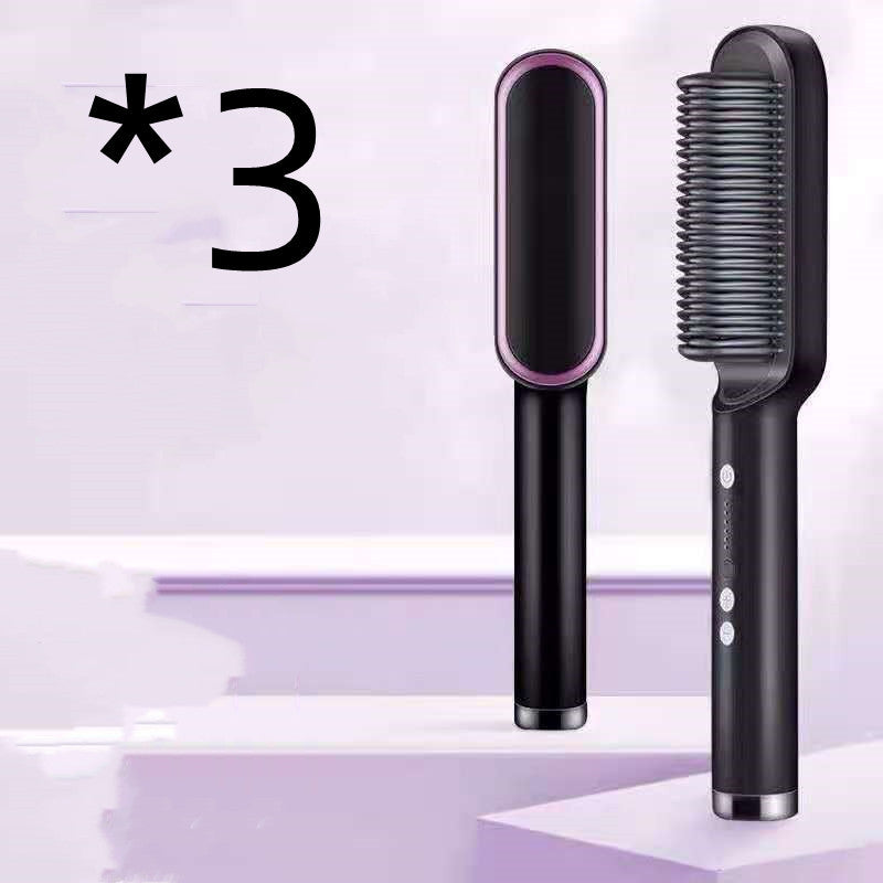 2-in-1 Hair Straightener & Hot Comb – Ionic Curling Brush for Smoothing & Styling