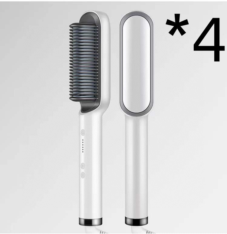 2-in-1 Hair Straightener & Hot Comb – Ionic Curling Brush for Smoothing & Styling